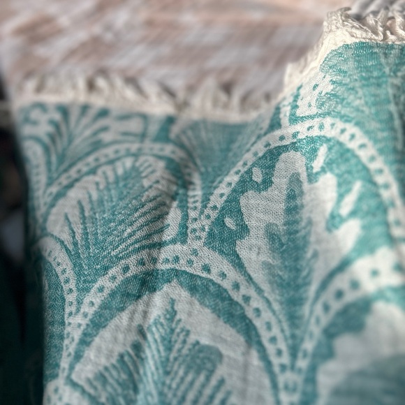 Hand Crafted Other - SUCCULENTS Teal Green Ecru White Loom Weave Organic Cotton 2 Side New With Tag